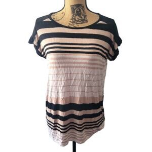 Small Design History tan black & cream striped short sleeve t-shirt